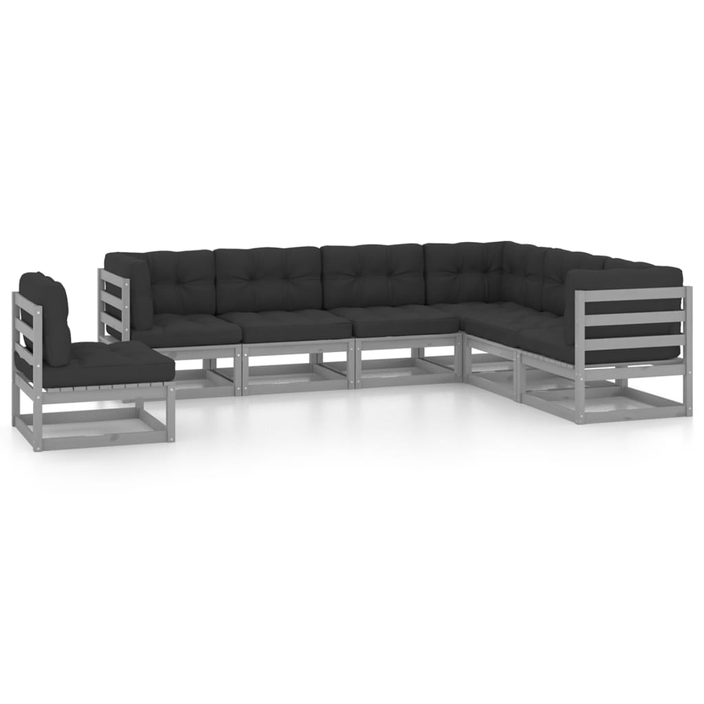 vidaXL 7 pcs conjunto lounge de jardim pinho sólido castanho mel