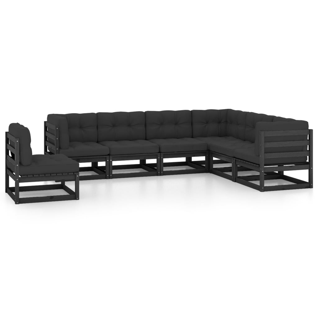 vidaXL 7 pcs conjunto lounge de jardim pinho sólido castanho mel