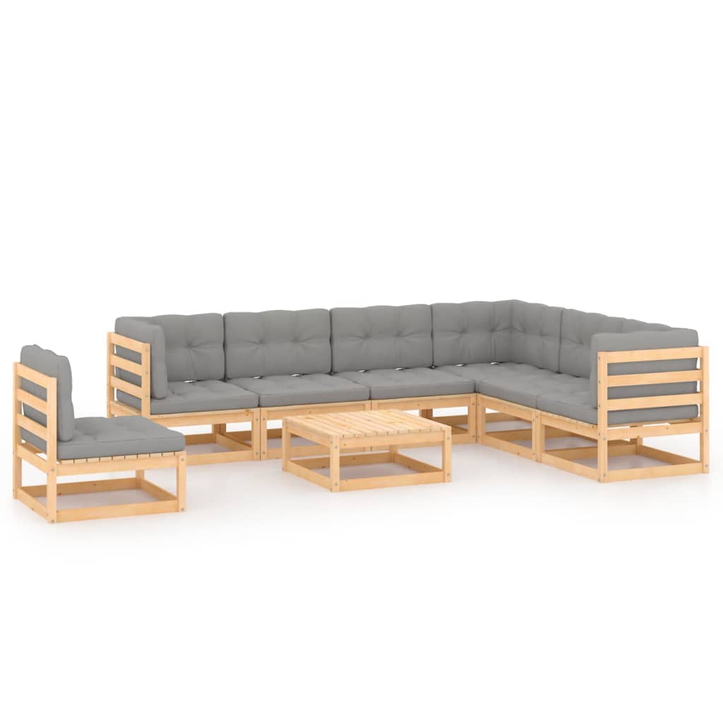 vidaXL 8 pcs conjunto lounge de jardim pinho sólido castanho mel