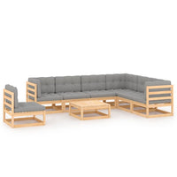 vidaXL 8 pcs conjunto lounge de jardim pinho sólido castanho mel