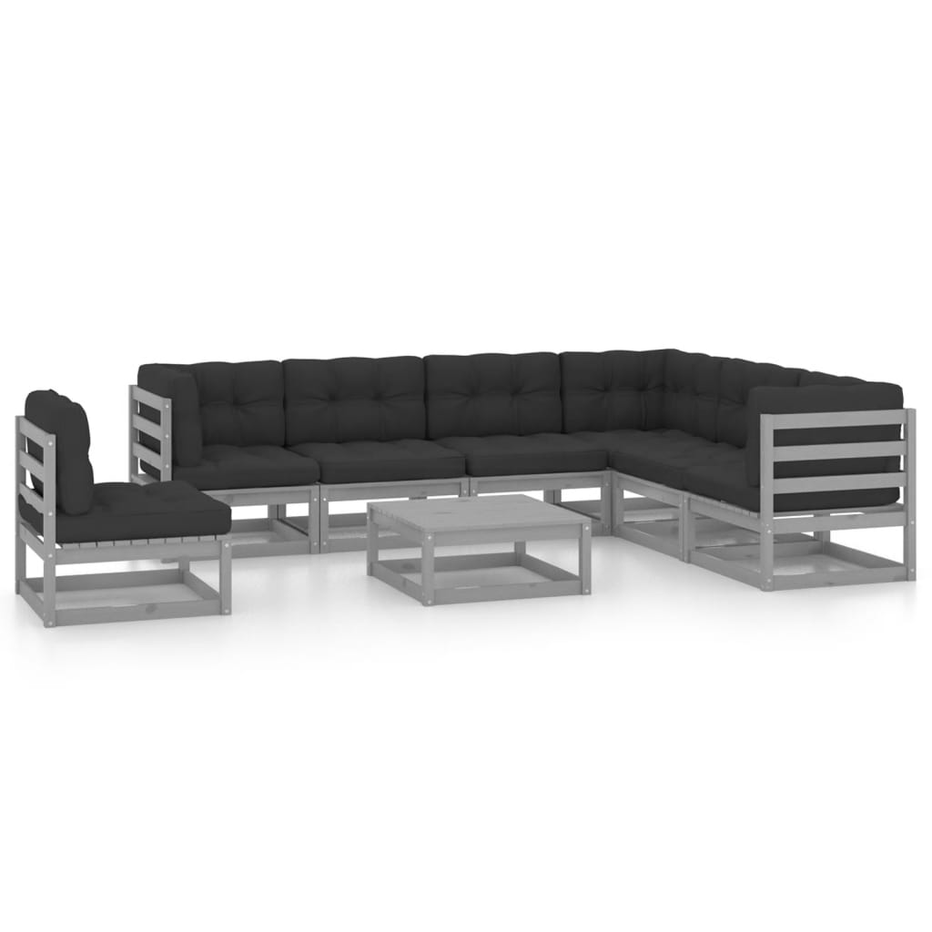 vidaXL 8 pcs conjunto lounge de jardim pinho sólido castanho mel