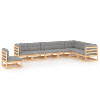 vidaXL 8 pcs conjunto lounge de jardim pinho sólido cinzento