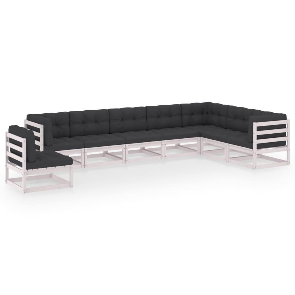 vidaXL 8 pcs conjunto lounge de jardim pinho sólido cinzento
