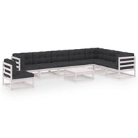 vidaXL 9 pcs conjunto lounge de jardim pinho maciço preto