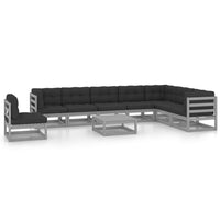 vidaXL 9 pcs conjunto lounge de jardim pinho maciço preto