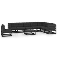 vidaXL 9 pcs conjunto lounge de jardim pinho maciço preto