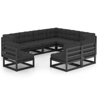 vidaXL 9 pcs conjunto lounge de jardim pinho sólido cinzento