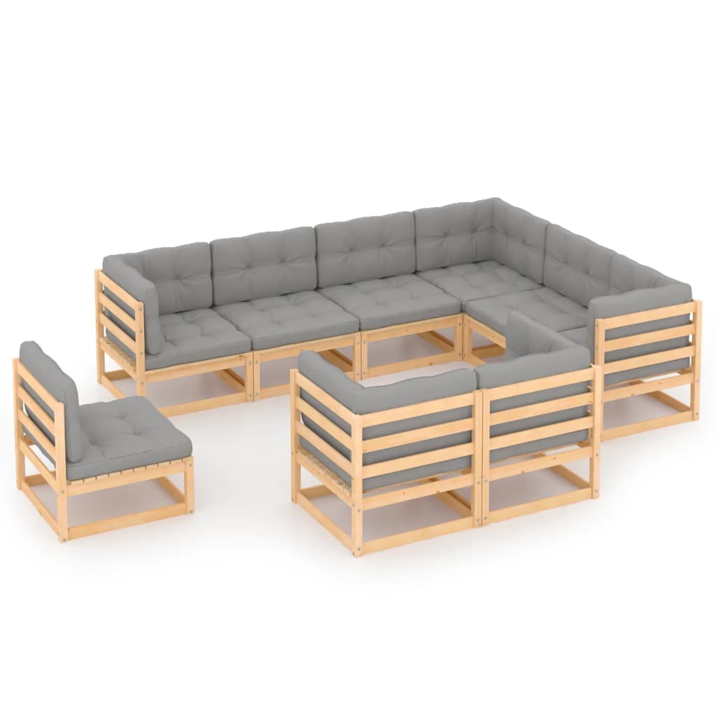 vidaXL 9 pcs conjunto lounge de jardim pinho sólido branco
