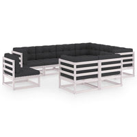 vidaXL 9 pcs conjunto lounge de jardim pinho sólido branco