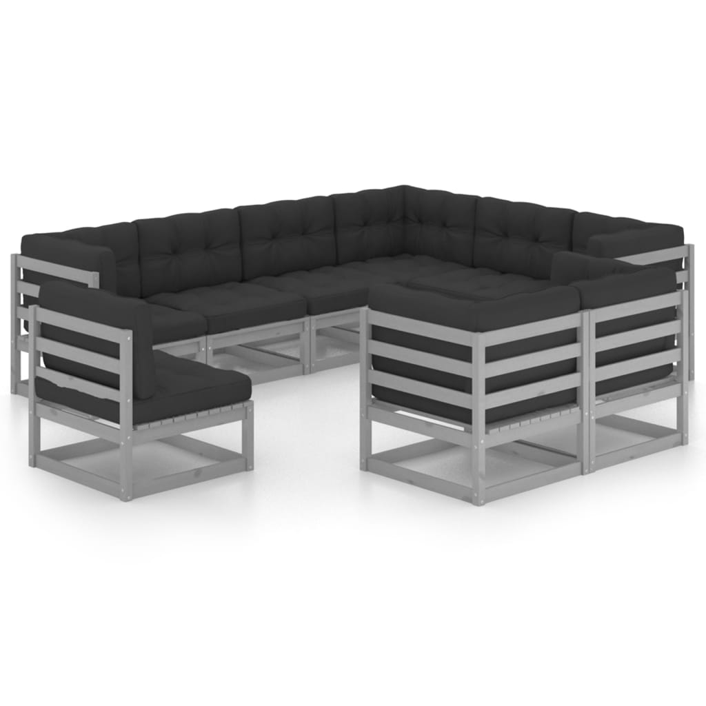 vidaXL 9 pcs conjunto lounge de jardim pinho sólido branco