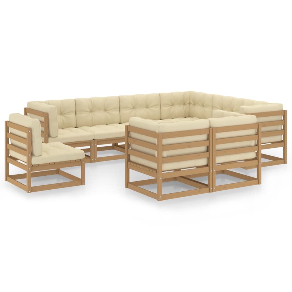 vidaXL 9 pcs conjunto lounge de jardim pinho sólido branco