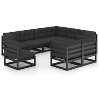 vidaXL 9 pcs conjunto lounge de jardim pinho sólido branco