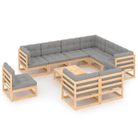 vidaXL 10 pcs conjunto lounge de jardim pinho maciço