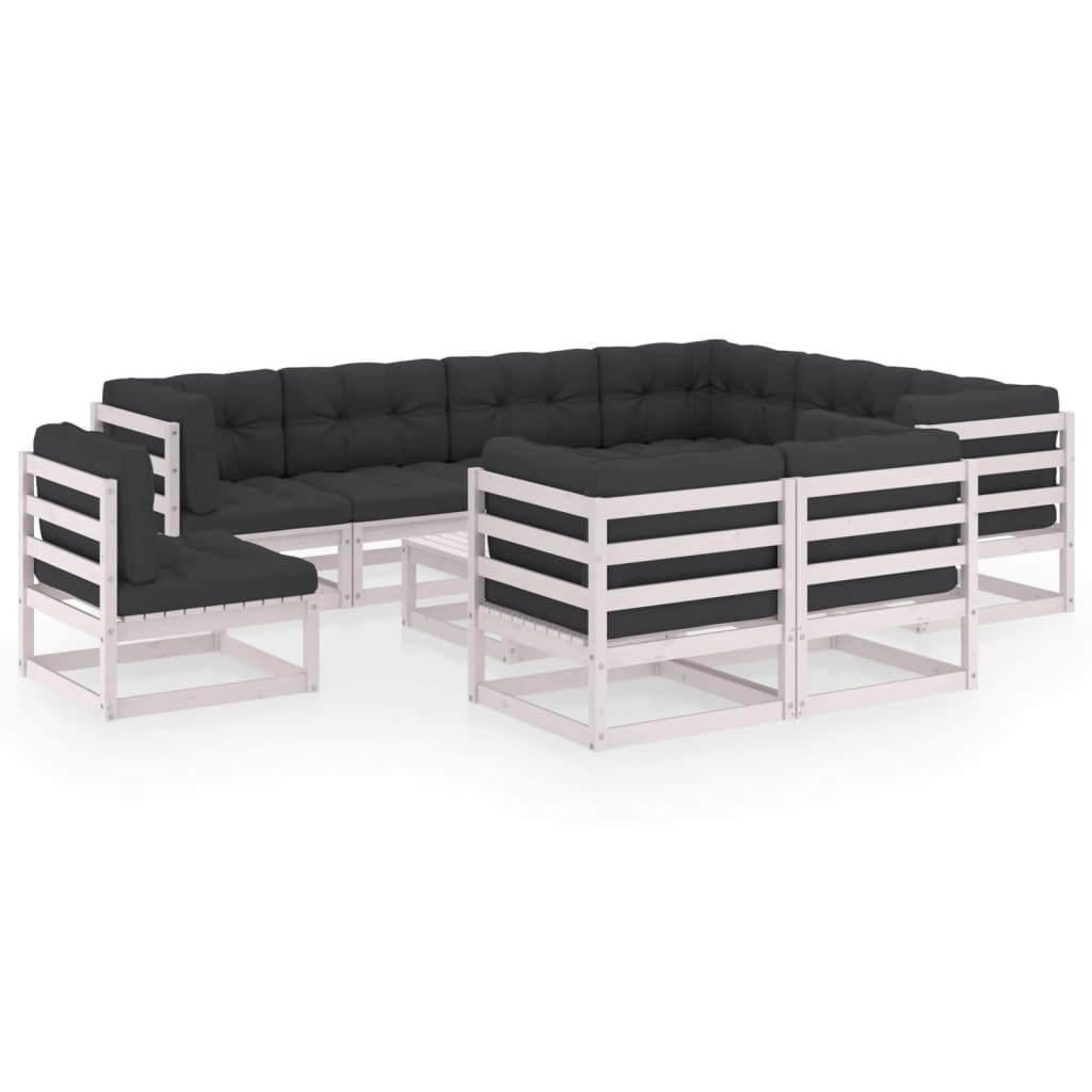 vidaXL 10 pcs conjunto lounge de jardim pinho maciço