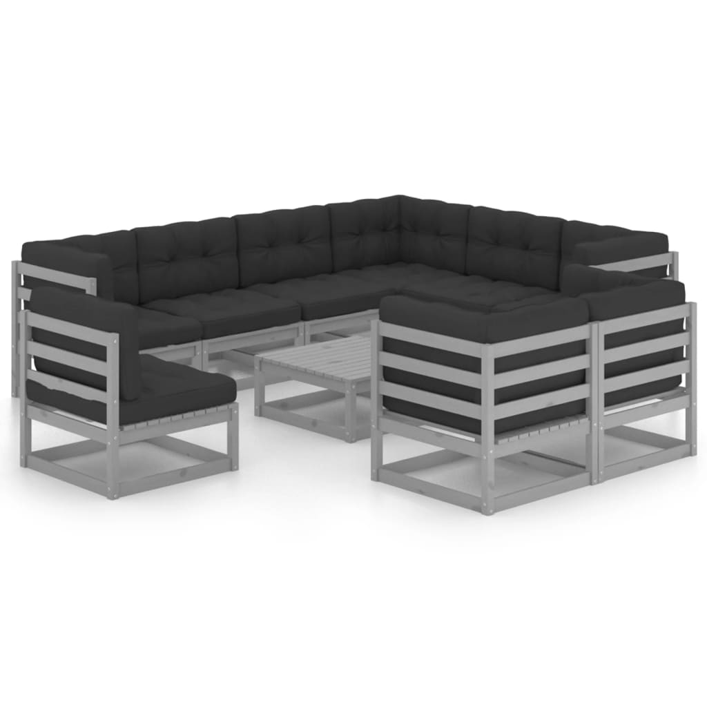 vidaXL 10 pcs conjunto lounge de jardim pinho maciço