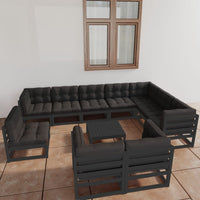 vidaXL 11 pcs conjunto lounge de jardim pinho maciço