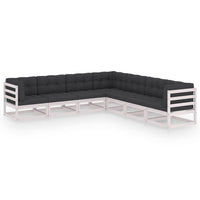 vidaXL 7 pcs conjunto lounge de jardim pinho sólido branco