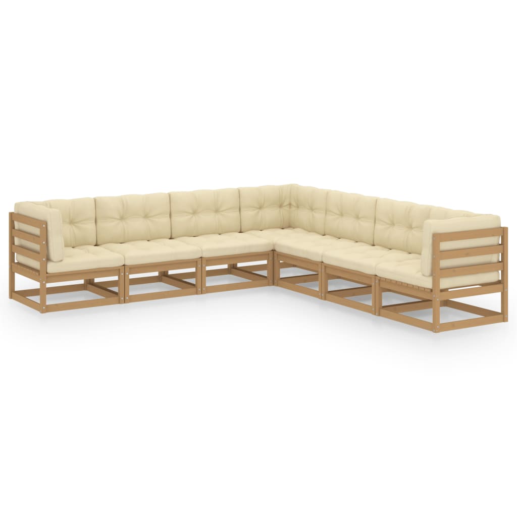 vidaXL 7 pcs conjunto lounge de jardim pinho sólido branco