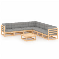 vidaXL 8 pcs conjunto lounge de jardim pinho maciço