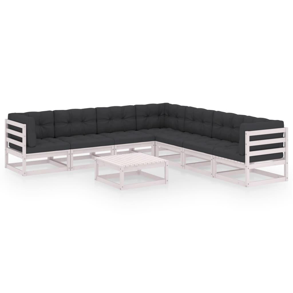 vidaXL 8 pcs conjunto lounge de jardim pinho maciço
