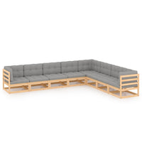 vidaXL 8 pcs conjunto lounge de jardim pinho sólido castanho mel