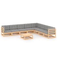 vidaXL 9 pcs conjunto lounge de jardim pinho maciço preto