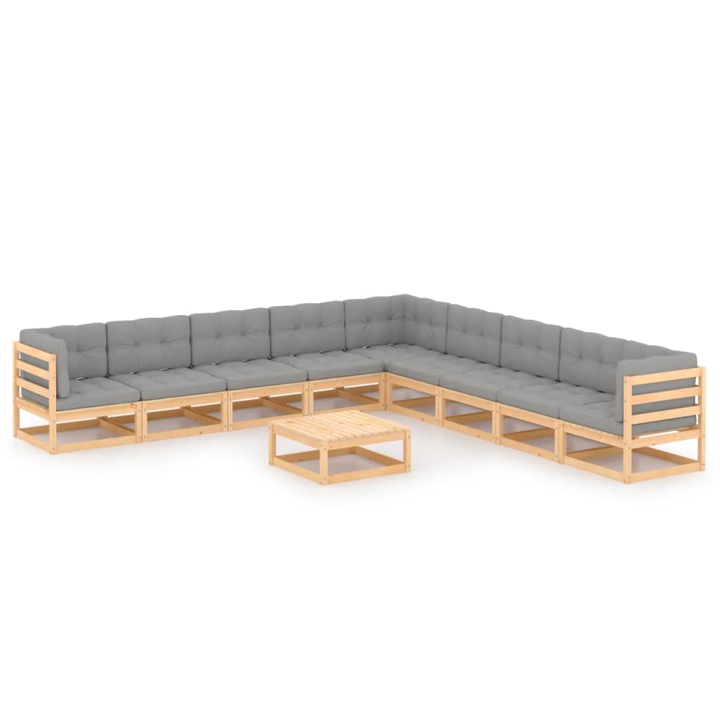 vidaXL 10 pcs conjunto lounge de jardim pinho sólido castanho mel