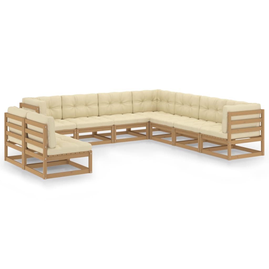 vidaXL 9 pcs conjunto lounge de jardim pinho sólido cinzento