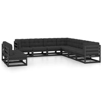 vidaXL 9 pcs conjunto lounge de jardim pinho sólido cinzento