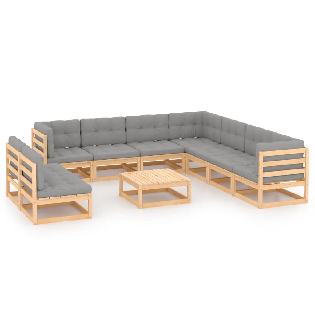 vidaXL 10 pcs conjunto lounge de jardim pinho sólido castanho mel