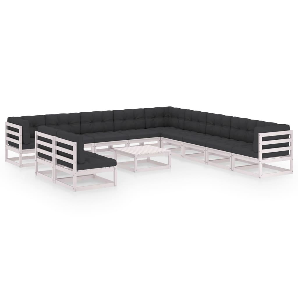 vidaXL 12 pcs conjunto lounge de jardim pinho maciço preto