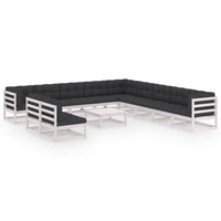 vidaXL 12 pcs conjunto lounge de jardim pinho maciço preto