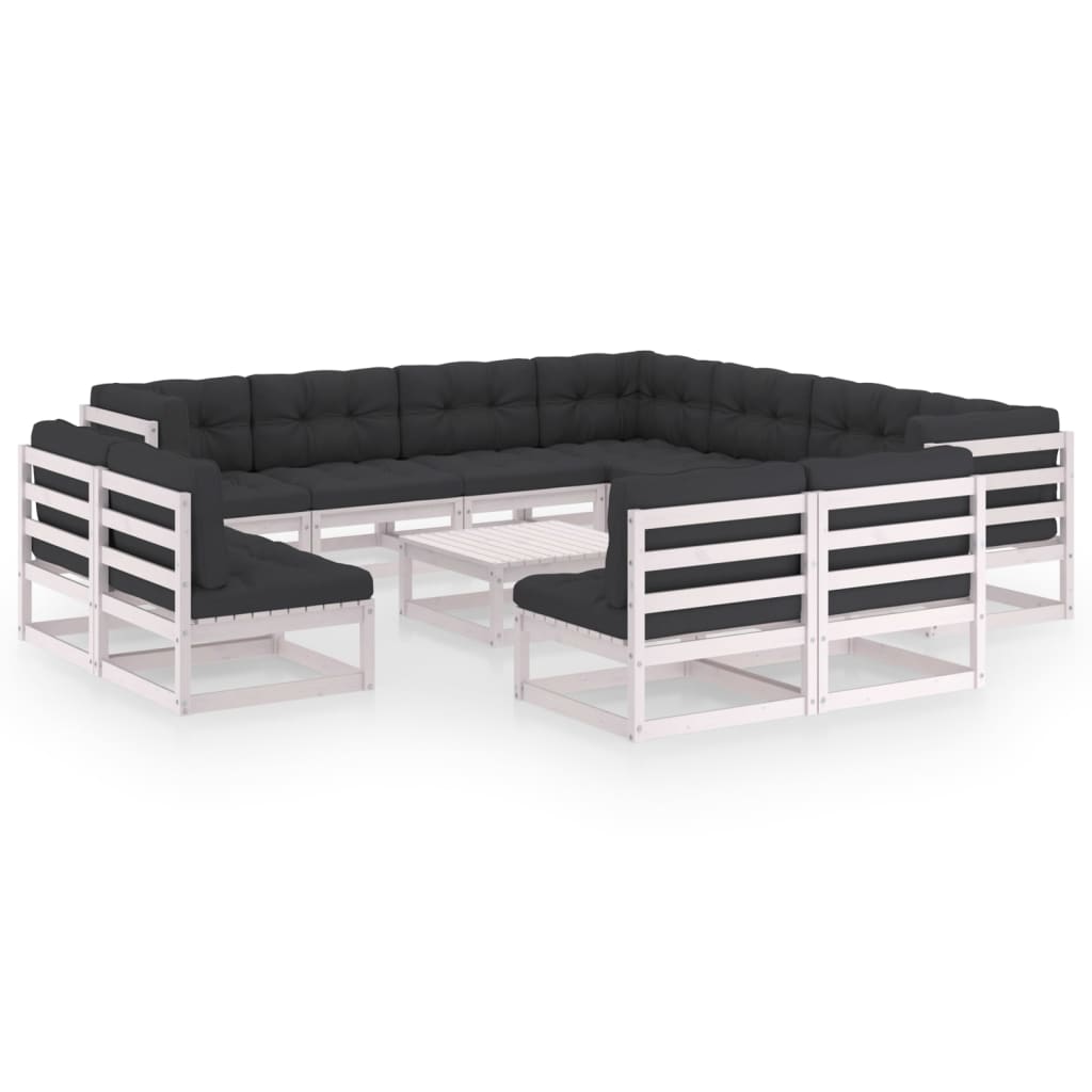 vidaXL 12 pcs conjunto lounge de jardim pinho maciço preto