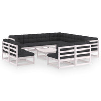 vidaXL 12 pcs conjunto lounge de jardim pinho maciço preto