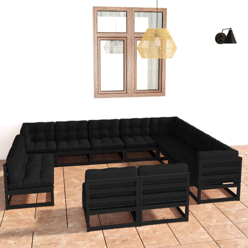 vidaXL 12 pcs conjunto lounge de jardim pinho sólido castanho mel