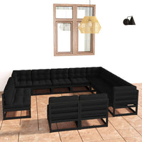 vidaXL 12 pcs conjunto lounge de jardim pinho sólido castanho mel