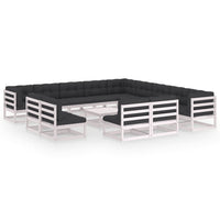 vidaXL 14 pcs conjunto lounge de jardim pinho maciço preto