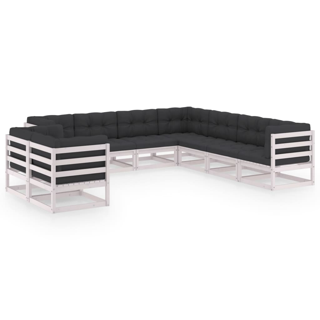vidaXL 9 pcs conjunto lounge de jardim pinho maciço branco