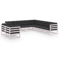 vidaXL 9 pcs conjunto lounge de jardim pinho maciço branco