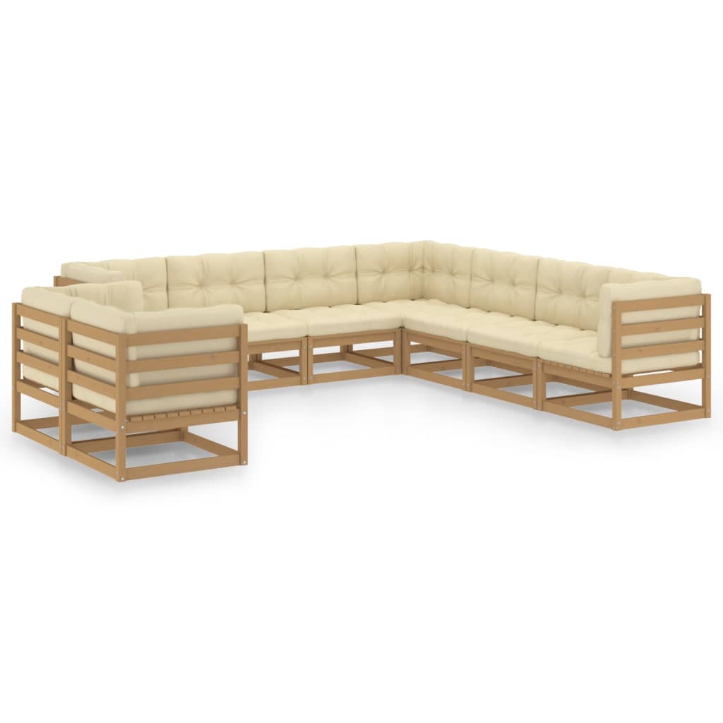 vidaXL 9 pcs conjunto lounge de jardim pinho maciço branco