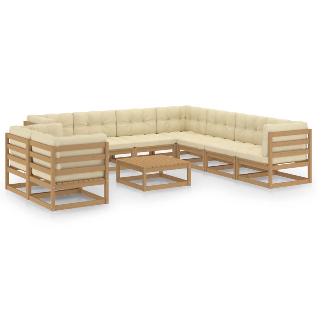 vidaXL 10 pcs conjunto lounge de jardim pinho maciço branco