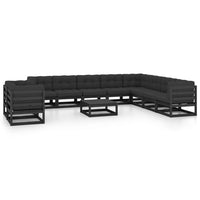 vidaXL 11 pcs conjunto lounge de jardim c/ almofadões pinho maciço