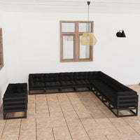 vidaXL 11 pcs conjunto lounge de jardim pinho maciço cinzento