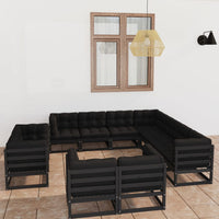 vidaXL 11 pcs conjunto lounge de jardim c/ almofadões pinho maciço