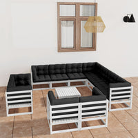 vidaXL 12 pcs conjunto lounge de jardim pinho maciço branco