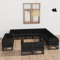 vidaXL 12 pcs conjunto lounge de jardim pinho maciço cinzento