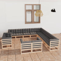 vidaXL 13 pcs conjunto lounge de jardim pinho maciço