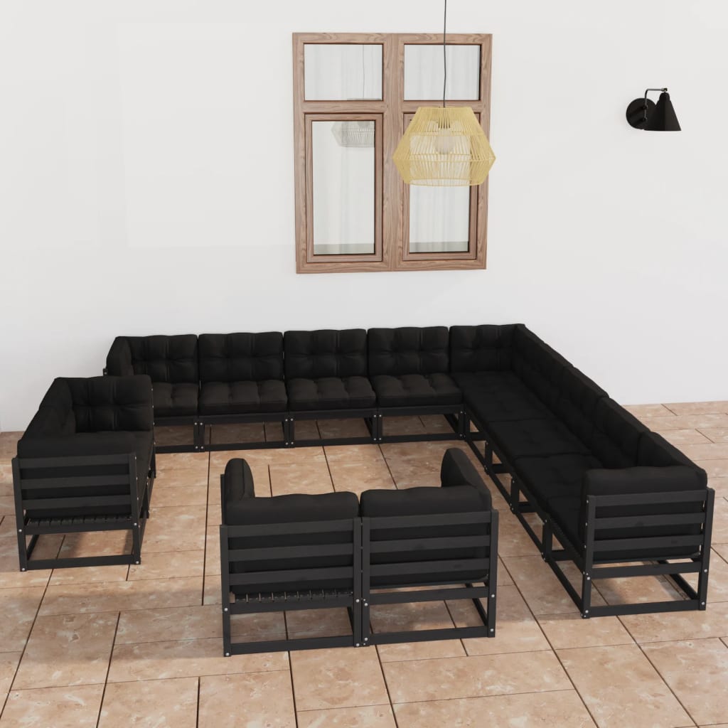 vidaXL 13 pcs conjunto lounge de jardim pinho maciço