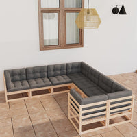 vidaXL 8 pcs conjunto lounge de jardim pinho maciço