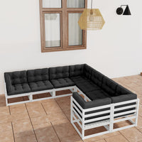 vidaXL 8 pcs conjunto lounge de jardim pinho maciço